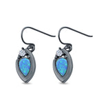 Pear Shape Drop Dangle Created Opal Simulated CZ 925 Sterling Silver (13mm)