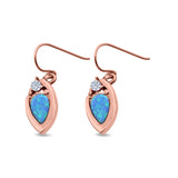 Pear Shape Drop Dangle Created Opal Simulated CZ 925 Sterling Silver (13mm)