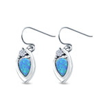 Pear Shape Drop Dangle Created Opal Simulated CZ 925 Sterling Silver (13mm)