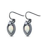 Pear Shape Drop Dangle Created Opal Simulated CZ 925 Sterling Silver (13mm)