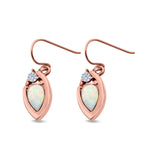 Pear Shape Drop Dangle Created Opal Simulated CZ 925 Sterling Silver (13mm)