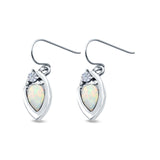 Pear Shape Drop Dangle Created Opal Simulated CZ 925 Sterling Silver (13mm)