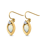 Pear Shape Drop Dangle Created Opal Simulated CZ 925 Sterling Silver (13mm)