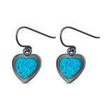 Drop Dangle Heart Created Opal 925 Sterling Silver (11mm)