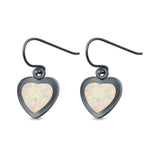 Drop Dangle Heart Created Opal 925 Sterling Silver (11mm)
