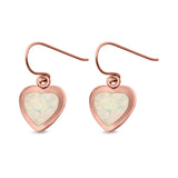 Drop Dangle Heart Created Opal 925 Sterling Silver (11mm)