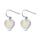Drop Dangle Heart Created Opal 925 Sterling Silver (11mm)