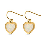 Drop Dangle Heart Created Opal 925 Sterling Silver (11mm)