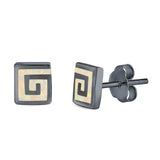 Square Spiral Swirl Stud Earrings Created Opal 925 Sterling Silver (7mm)