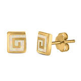 Square Spiral Swirl Stud Earrings Created Opal 925 Sterling Silver (7mm)