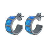 Created Opal Stud Earrings 925 Sterling Silver (15mm)