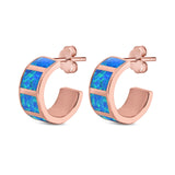 Created Opal Stud Earrings 925 Sterling Silver (15mm)