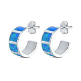 Created Opal Stud Earrings 925 Sterling Silver (15mm)