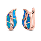 Leaf Stud Earrings Created Opal 925 Sterling Silver (17mm)