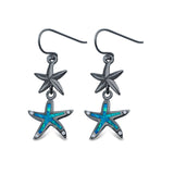 Starfish Drop Dangle Created Opal Simulated CZ 925 Sterling Silver (25mm)
