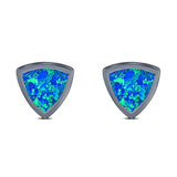 Triangle Stud Earring Created Opal Solid 925 Sterling Silver (7mm)