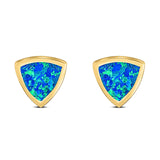 Triangle Stud Earring Created Opal Solid 925 Sterling Silver (7mm)