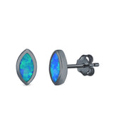 Marquise Stud Earrings Lab Created Opal 925 Sterling Silver (7mm)