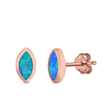 Marquise Stud Earrings Lab Created Opal 925 Sterling Silver (7mm)