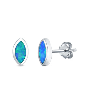 Marquise Stud Earrings Lab Created Opal 925 Sterling Silver (7mm)