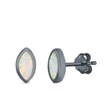 Marquise Stud Earrings Lab Created Opal 925 Sterling Silver (7mm)