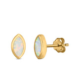 Marquise Stud Earrings Lab Created Opal 925 Sterling Silver (7mm)