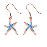 Starfish Drop Dangle Earrings Created Opal 925 Sterling Silver(25mm)