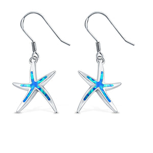 Starfish Drop Dangle Earrings Created Opal 925 Sterling Silver(25mm)