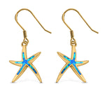 Starfish Drop Dangle Earrings Created Opal 925 Sterling Silver(25mm)