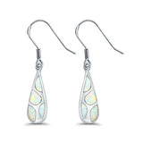 Teardrop Drop Dangle Earrings Created Opal 925 Sterlig Silver(24mm)