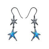 Starfish Drop Dangle Earrings Created Opal 925 Sterling Silver(18mm)