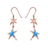 Starfish Drop Dangle Earrings Created Opal 925 Sterling Silver(18mm)