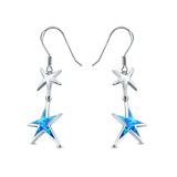 Starfish Drop Dangle Earrings Created Opal 925 Sterling Silver(18mm)