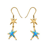 Starfish Drop Dangle Earrings Created Opal 925 Sterling Silver(18mm)