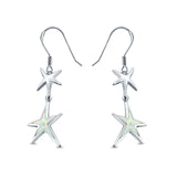 Starfish Drop Dangle Earrings Created Opal 925 Sterling Silver(18mm)