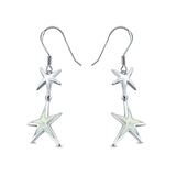 Starfish Drop Dangle Earrings Created Opal 925 Sterling Silver(18mm)
