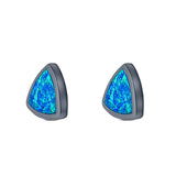 Triangle Stud Earring Created Opal Solid 925 Sterling Silver (10mm)