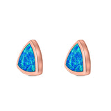 Triangle Stud Earring Created Opal Solid 925 Sterling Silver (10mm)