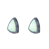 Triangle Stud Earring Created Opal Solid 925 Sterling Silver (10mm)