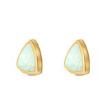 Triangle Stud Earring Created Opal Solid 925 Sterling Silver (10mm)