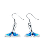 Whale Tail Drop Dangle Earrings Created Opal 925 Sterling Silver(15mm)