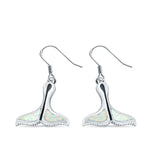 Whale Tail Drop Dangle Earrings Created Opal 925 Sterling Silver(15mm)