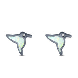 Hummingbird Stud Earring Created Opal Solid 925 Sterling Silver (10mm)