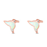 Hummingbird Stud Earring Created Opal Solid 925 Sterling Silver (10mm)