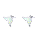 Hummingbird Stud Earring Created Opal Solid 925 Sterling Silver (10mm)