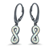 Infinity Dangling Leverback Earrings Created Opal 925 Sterling Silver (15mm)