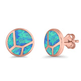 Round Stud Earrings Lab Created Opal 925 Sterling Silver (12mm)