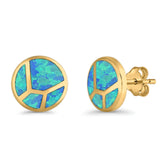 Round Stud Earrings Lab Created Opal 925 Sterling Silver (12mm)