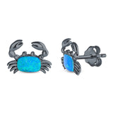 Crab Stud Earrings Lab Created Opal 925 Sterling Silver (14mm)
