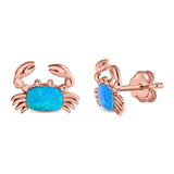 Crab Stud Earrings Lab Created Opal 925 Sterling Silver (14mm)